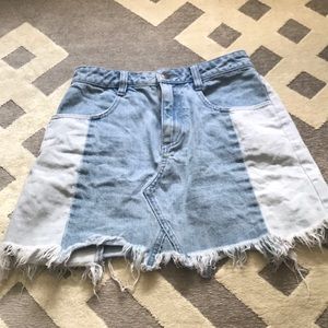 free people distressed denim skirt